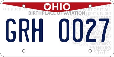 OH license plate GRH0027