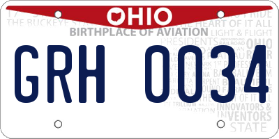 OH license plate GRH0034