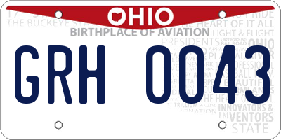OH license plate GRH0043