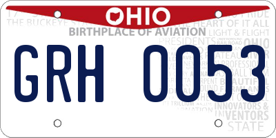 OH license plate GRH0053