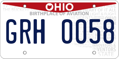 OH license plate GRH0058