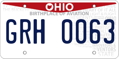 OH license plate GRH0063