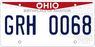 OH license plate GRH0068