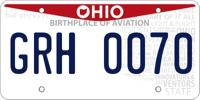 OH license plate GRH0070