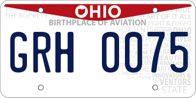 OH license plate GRH0075