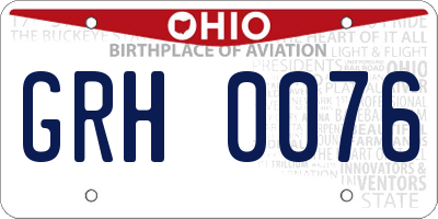 OH license plate GRH0076