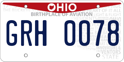 OH license plate GRH0078