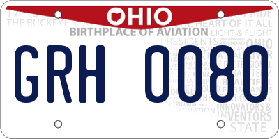 OH license plate GRH0080