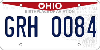 OH license plate GRH0084
