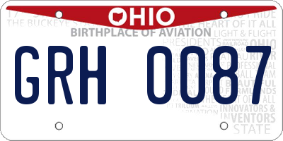 OH license plate GRH0087