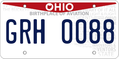 OH license plate GRH0088