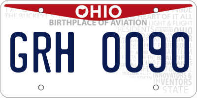 OH license plate GRH0090