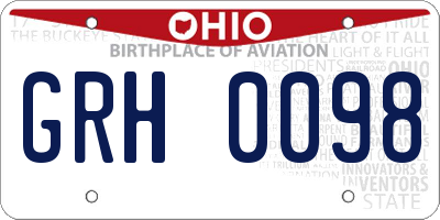 OH license plate GRH0098