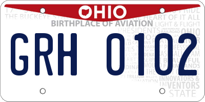 OH license plate GRH0102