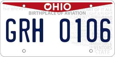 OH license plate GRH0106