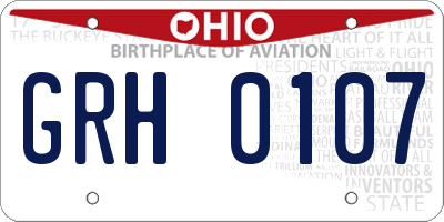 OH license plate GRH0107