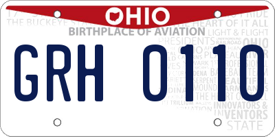 OH license plate GRH0110