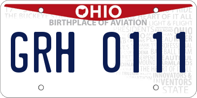 OH license plate GRH0111