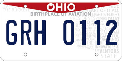 OH license plate GRH0112