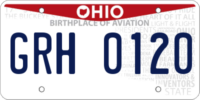 OH license plate GRH0120