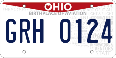 OH license plate GRH0124