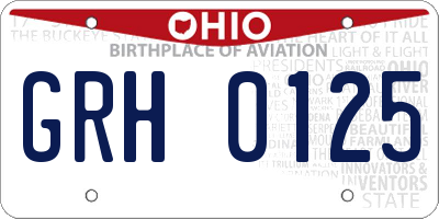 OH license plate GRH0125