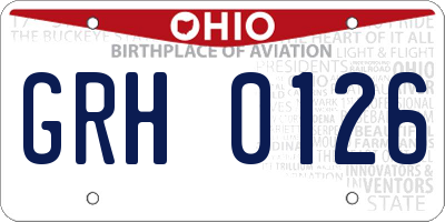 OH license plate GRH0126