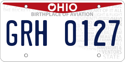 OH license plate GRH0127