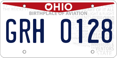 OH license plate GRH0128