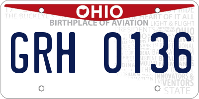 OH license plate GRH0136
