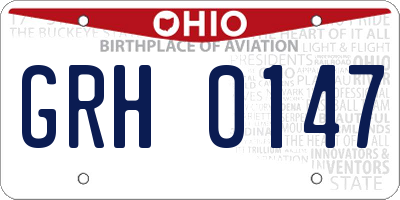 OH license plate GRH0147