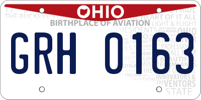OH license plate GRH0163