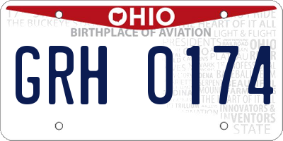 OH license plate GRH0174