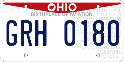 OH license plate GRH0180