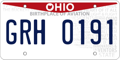 OH license plate GRH0191