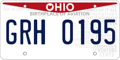 OH license plate GRH0195