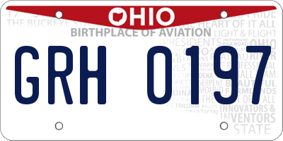 OH license plate GRH0197