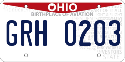 OH license plate GRH0203