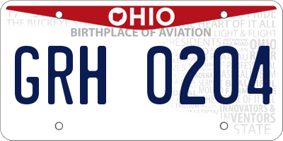 OH license plate GRH0204