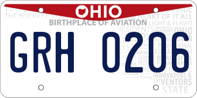 OH license plate GRH0206