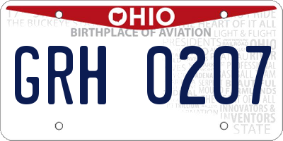 OH license plate GRH0207