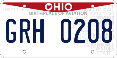 OH license plate GRH0208