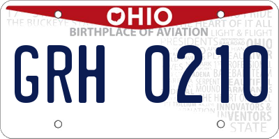 OH license plate GRH0210