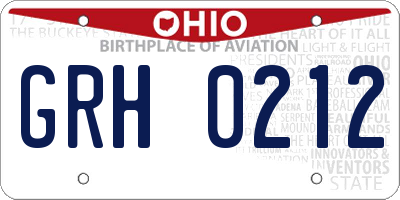 OH license plate GRH0212