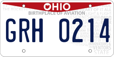 OH license plate GRH0214