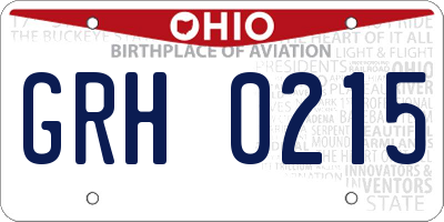 OH license plate GRH0215