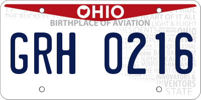 OH license plate GRH0216