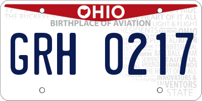 OH license plate GRH0217