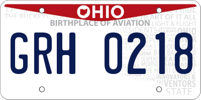 OH license plate GRH0218
