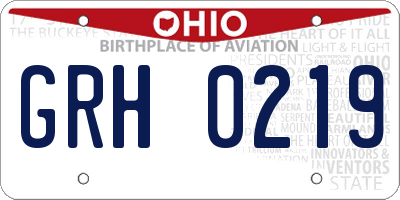 OH license plate GRH0219
